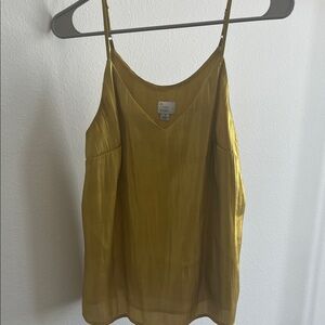 A New Day Yellow Satin Spaghetti Strap Tank Top